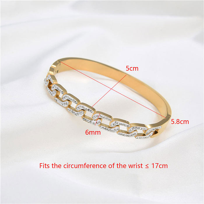 Casual Solid Color Stainless Steel Rhinestones Bangle In Bulk
