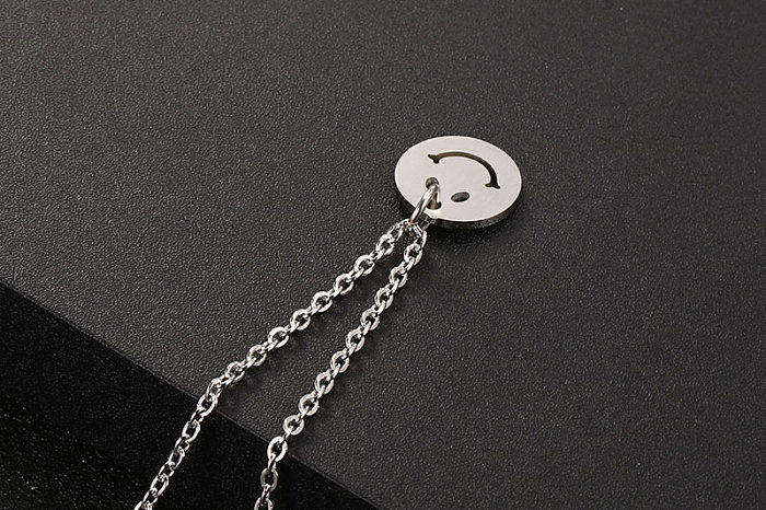 Simple Style Smiley Face Stainless Steel Pendant Necklace In Bulk