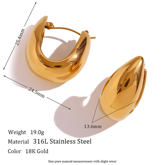1 Pair Simple Style U Shape Stainless Steel  Plating 18K Gold Plated Hoop Earrings