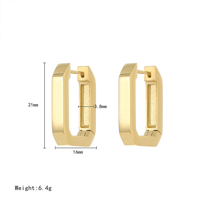 1 Paar schlichte Ohrringe aus Edelstahl mit 14-Karat-Vergoldung und geometrischer Beschichtung