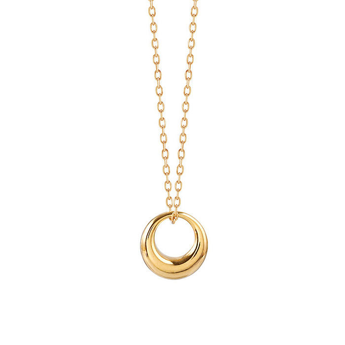 Collar con colgante chapado en oro de 18 quilates con revestimiento de acero inoxidable circular estilo IG