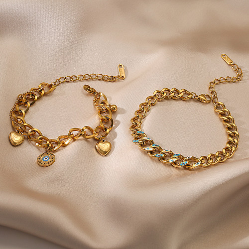 Bracelets plaqués or 18 carats en acier titane avec œil du diable pour trajet de style simple