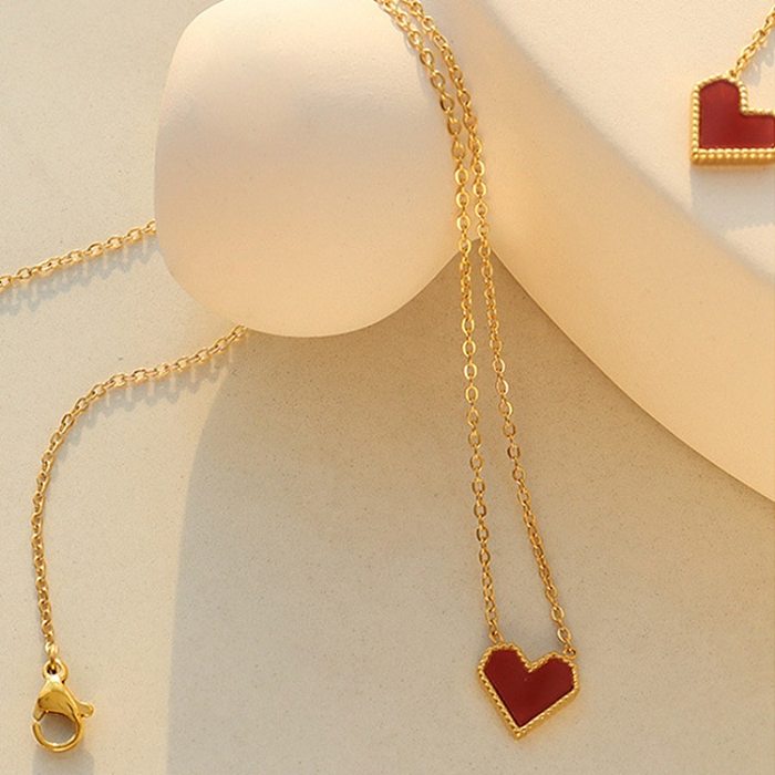 Sweet Heart Shape Stainless Steel Plating Pendant Necklace 1 Piece