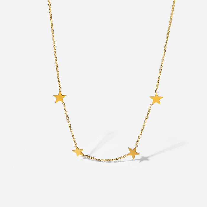 Fashion Simple Star Fine Ball Bead Women's Stainless Steel  Necklace