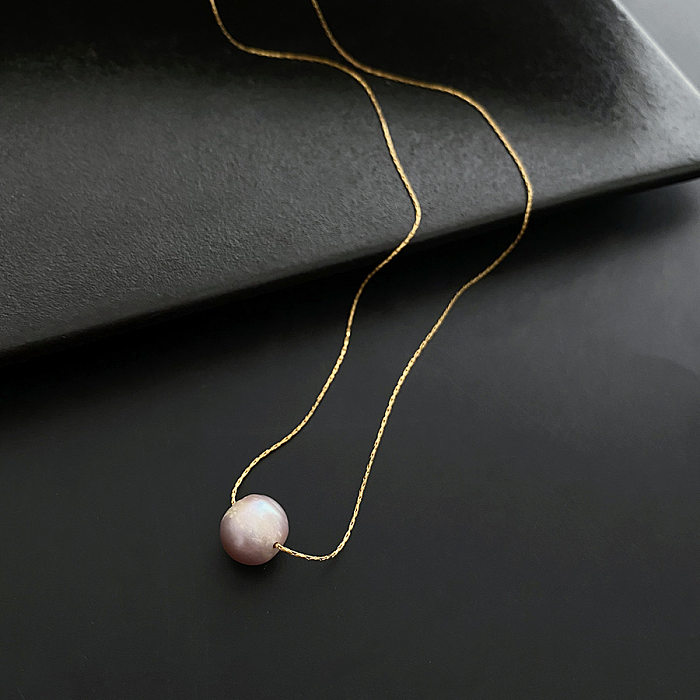 Elegant Geometric Stainless Steel Inlay Pearls Necklaces