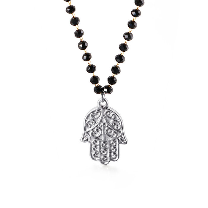 Collier pendentif rétro main de Fatima, collier clavicule en acier inoxydable, vente en gros