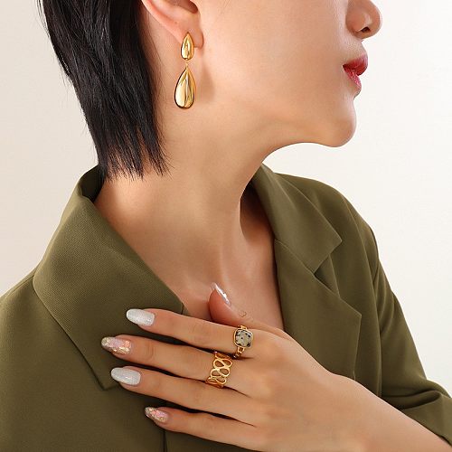 Women'S Retro Fashion Water Drop Stainless Steel Earrings Stainless Steel  Earrings