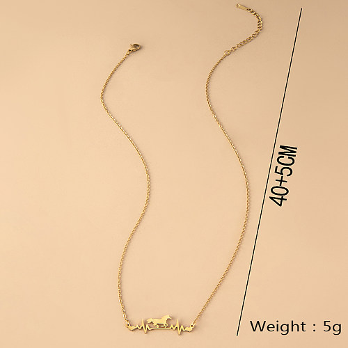 Simple Style Electrocardiogram Horse Stainless Steel  Necklace 1 Piece