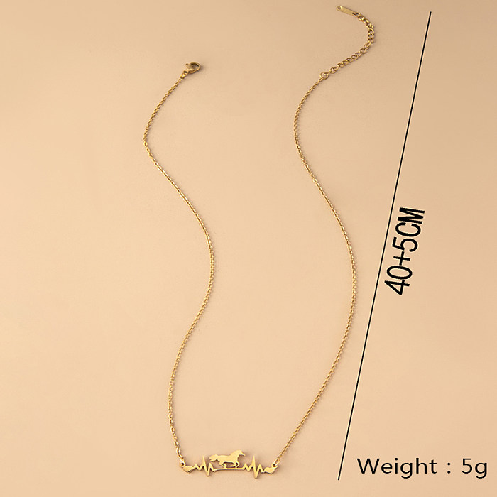 Simple Style Electrocardiogram Horse Stainless Steel  Necklace 1 Piece