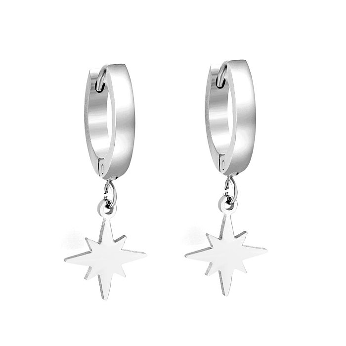 1 Pair Fashion Star Stainless Steel  Star Plating Hollow Out Drop Earrings