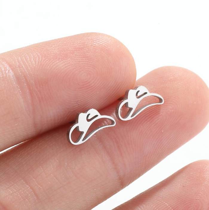 Fashion Hat Bow Knot Stainless Steel  Irregular Plating Hollow Out Ear Studs 1 Pair