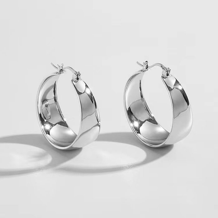 1 Pair Classic Style Solid Color Plating Stainless Steel  18K Gold Plated Hoop Earrings