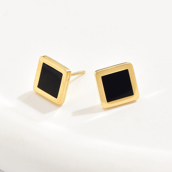 Fashion Square Stainless Steel Ear Studs Plating Inlaid Shell Shell Stainless Steel  Earrings