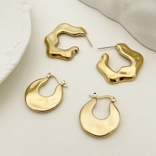 1 Pair Retro Geometric Plating Stainless Steel  Gold Plated Earrings