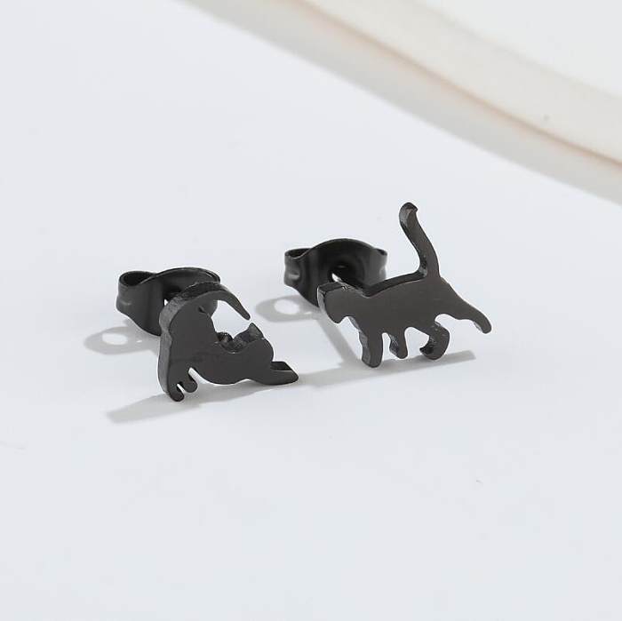 Boucles d'oreilles plaquées en acier inoxydable pour chat, 1 paire