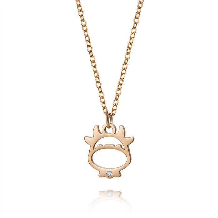 Casual Simple Style Classic Style Cattle Stainless Steel  Stainless Steel Rose Gold Plated Pendant Necklace In Bulk