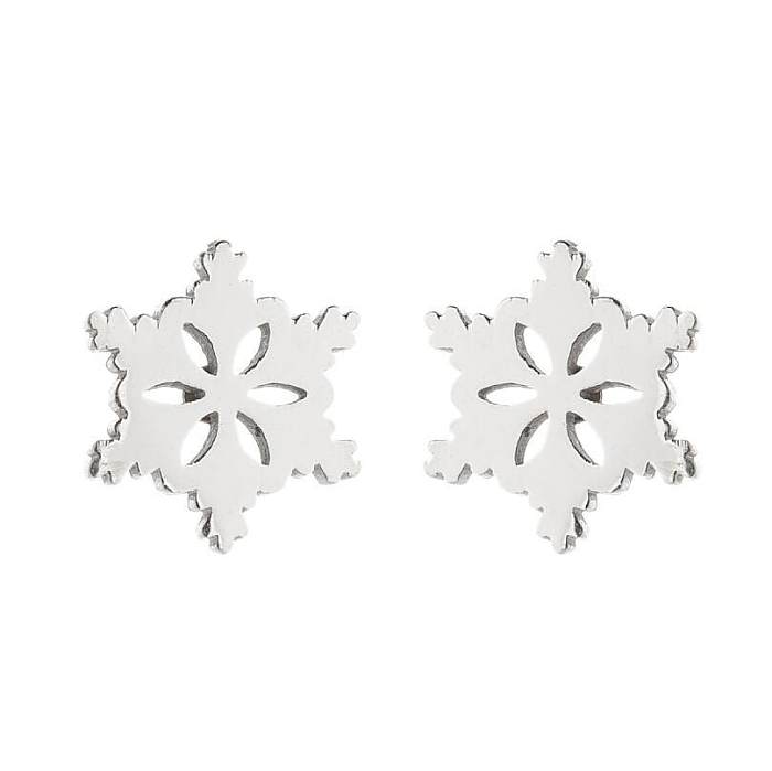 Women'S Simple Style Animal Snowflake Stainless Steel  No Inlaid Ear Studs Stainless Steel  Earrings