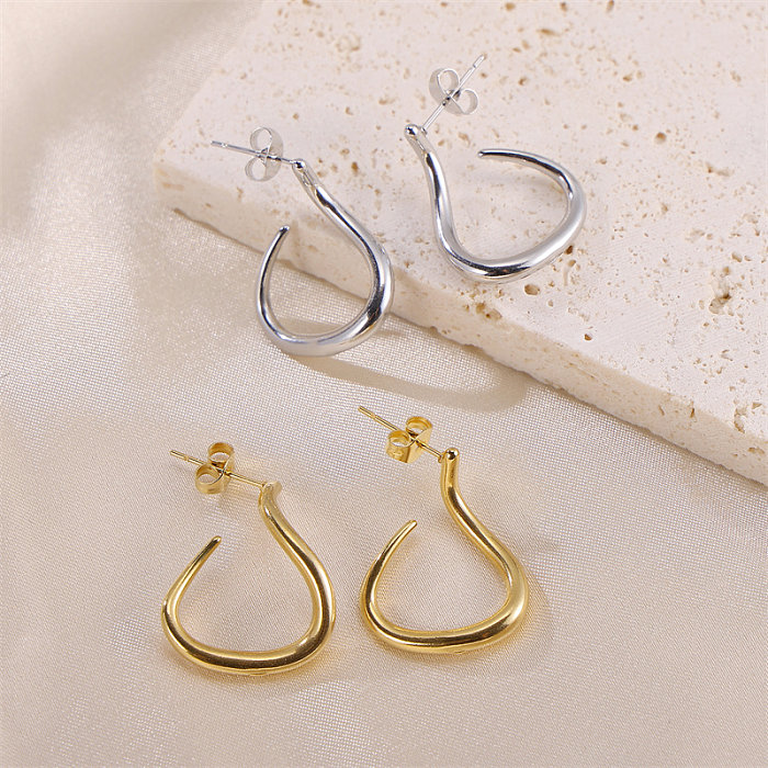 1 Pair Simple Style Classic Style Geometric Polishing Plating Stainless Steel  18K Gold Plated Earrings