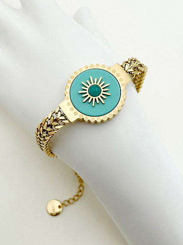 Casual Sun Stainless Steel Metal Enamel Plating Gold Plated Bracelets