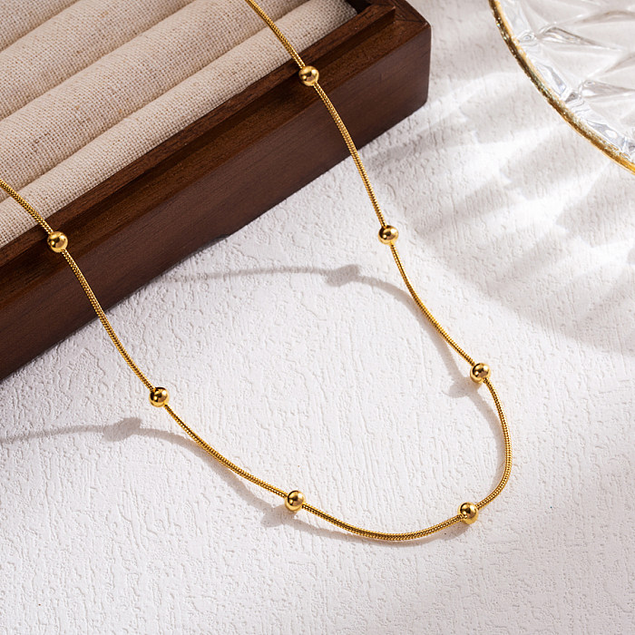 Collar chapado en oro de 18 quilates de acero inoxidable de color sólido estilo simple informal estilo IG