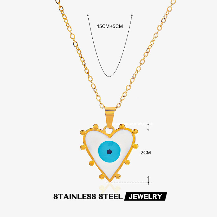 قلادة Streetwear Devil's Eye على شكل قلب مصنوعة من الفولاذ المقاوم للصدأ مطلية بالذهب عيار 18 قيراط