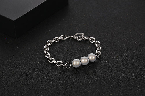 Bracelets de perles en acier titane en forme de coeur de style cool de style IG
