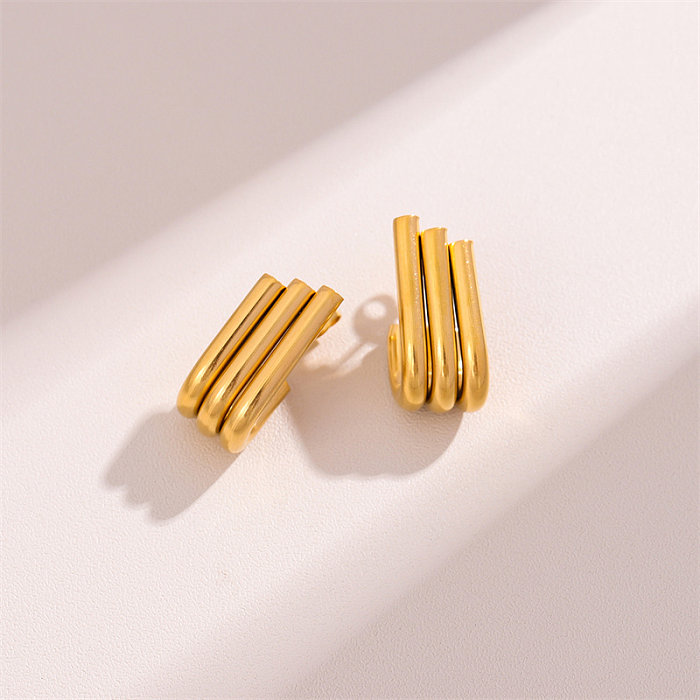 1 par de pinos de orelha banhados a ouro 18K estilo retrô simples em formato de U