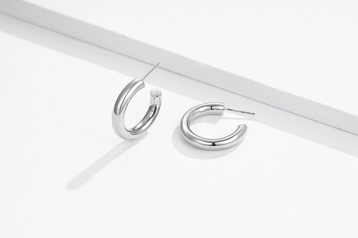 1 Pair Simple Style C Shape Stainless Steel  Plating Ear Studs
