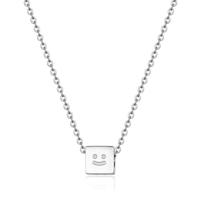Simple Style Square Smiley Face Stainless Steel Polishing Necklace