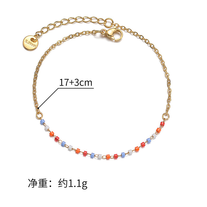 1 Piece Simple Style Multicolor Stainless Steel Beaded Plating Bracelets