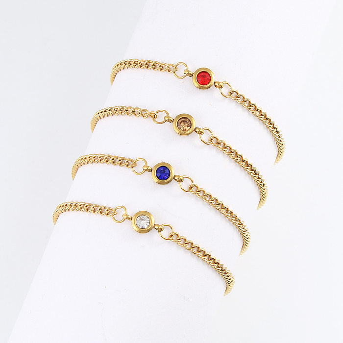 Bracelets de diamant artificiel d'incrustation faite main d'acier inoxydable de couleur unie de style simple