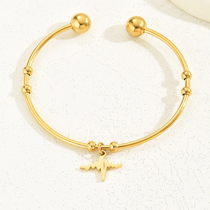 Casual doce cruz coração forma borboleta chapeamento de aço inoxidável pulseira banhada a ouro 18K