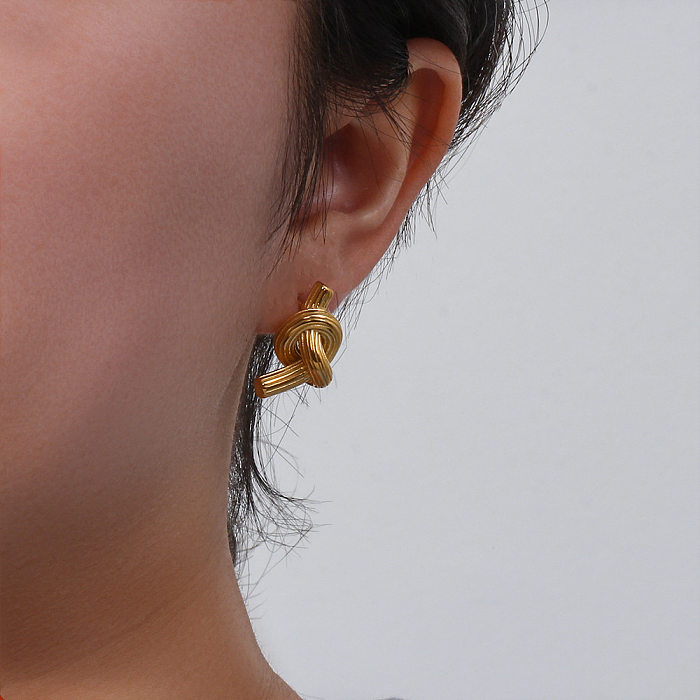 Clous d'oreilles géométriques en acier inoxydable de style simple, placage de boucles d'oreilles en acier inoxydable