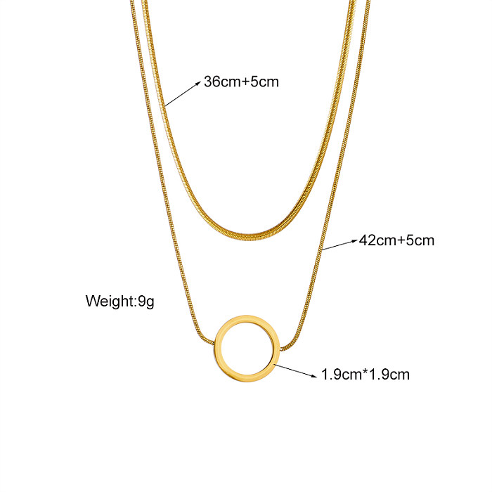 قلادات ذات طبقات من الفولاذ المقاوم للصدأ على شكل دائرة بسيطة قلادات من الفولاذ المقاوم للصدأ مطلية بالذهب