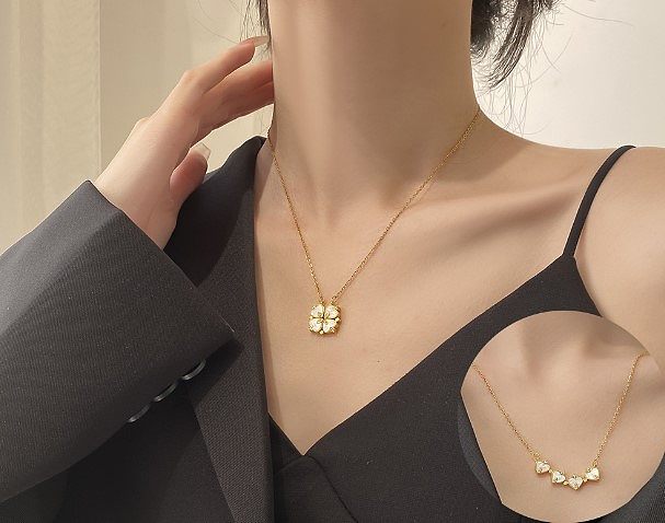 Fashion Geometric Stainless Steel Plating Zircon Necklace