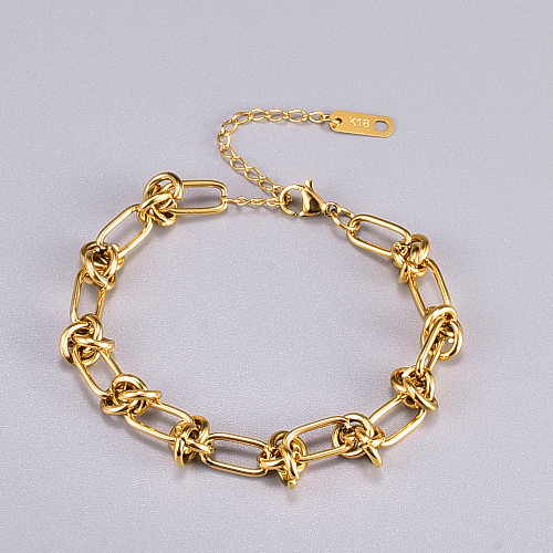 Bracelets plaqués or 18 carats en acier titane avec nœud de style simple