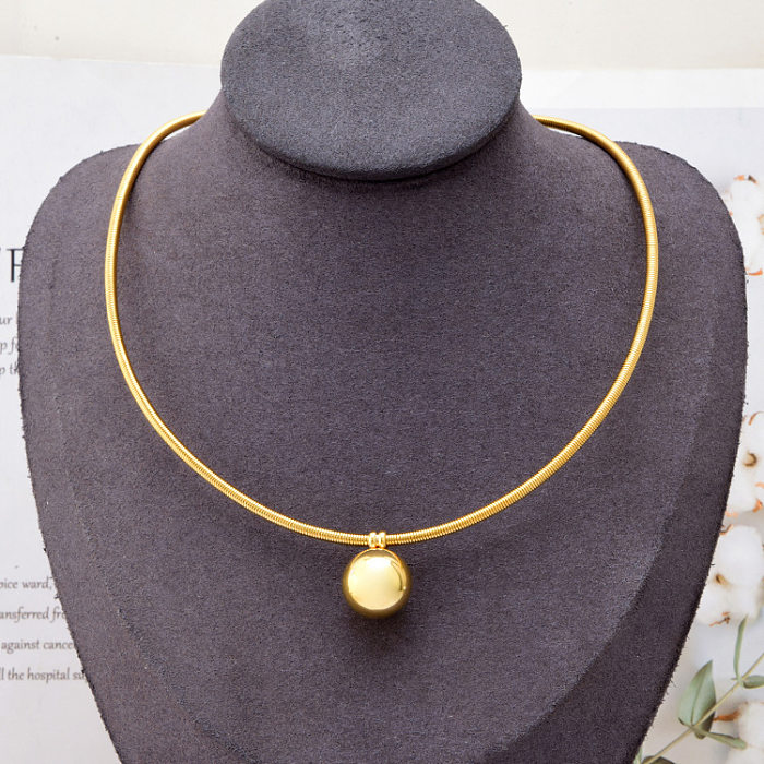 Modische Halskette mit geometrischem Edelstahl-Anhänger, vergoldete Edelstahl-Halsketten, 1 Stück