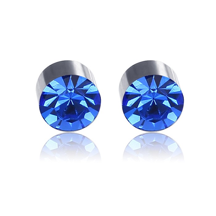 Fashion Color Diamond Stainless Steel  Magnetic Earrings