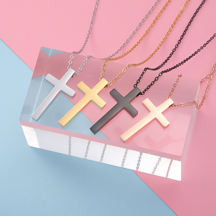 Fashion Cross Stainless Steel  Patchwork Pendant Necklace 1 Piece