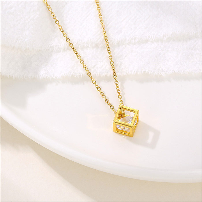 Simple Style Geometric Stainless Steel  Plating Inlay Zircon Necklace