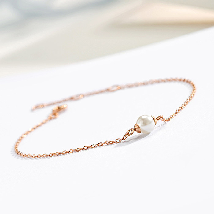 Bracelets de perles artificielles plaquées or en acier inoxydable géométrique de style simple