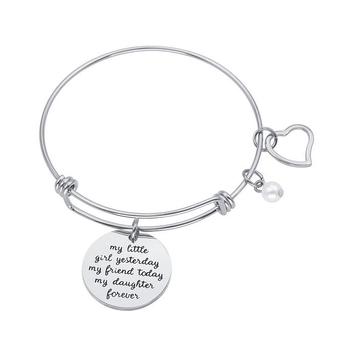 Basic Simple Style Classic Style Letter Stainless Steel Rose Gold Plated Bangle In Bulk