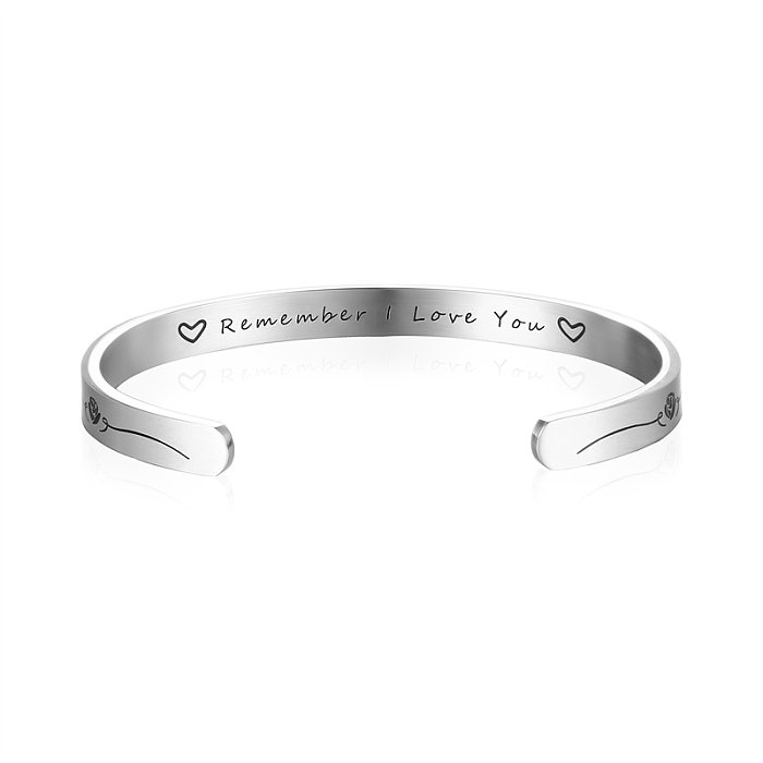 Casual Simple Style Classic Style Letter Stainless Steel Titanium Steel Titanium Steel In Bulk