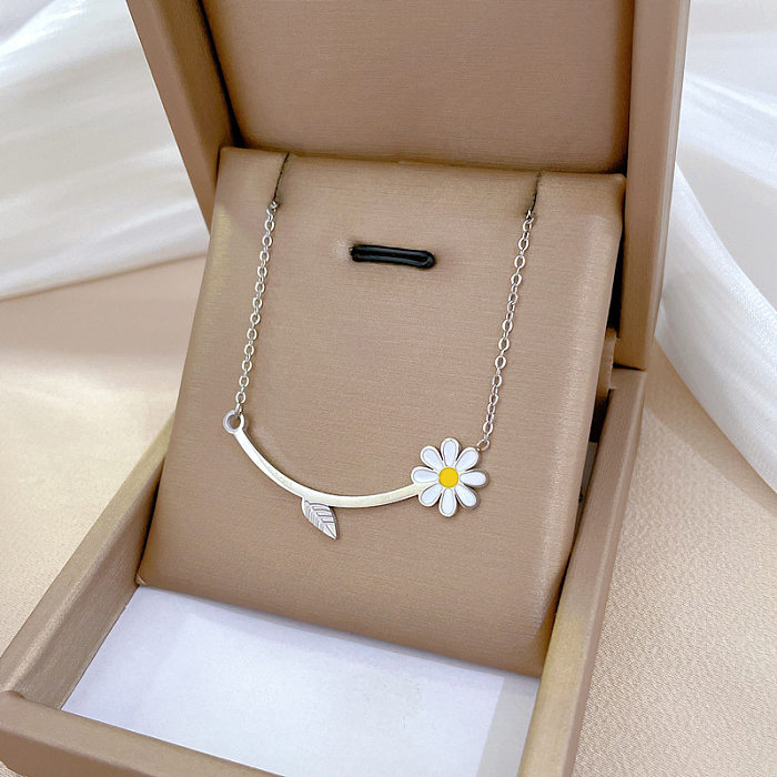 Cartoon Style Flower Stainless Steel Plating Gold Plated Pendant Necklace