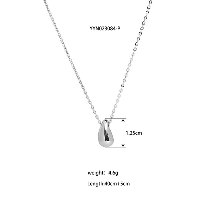 French Style Water Droplets Stainless Steel  Stainless Steel Plating Three-dimensional 18K Gold Plated Pendant Necklace