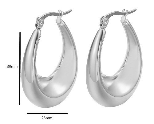 1 Paar Retro-Ohrringe im französischen Stil, C-Form, U-Form, Wassertropfen-Beschichtung, Edelstahl, 18 Karat vergoldet