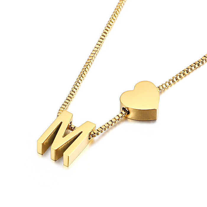 الجملة الجديدة القلب 26 رسائل الفولاذ المقاوم للصدأ قلادة المجوهرات القابلة للسحب