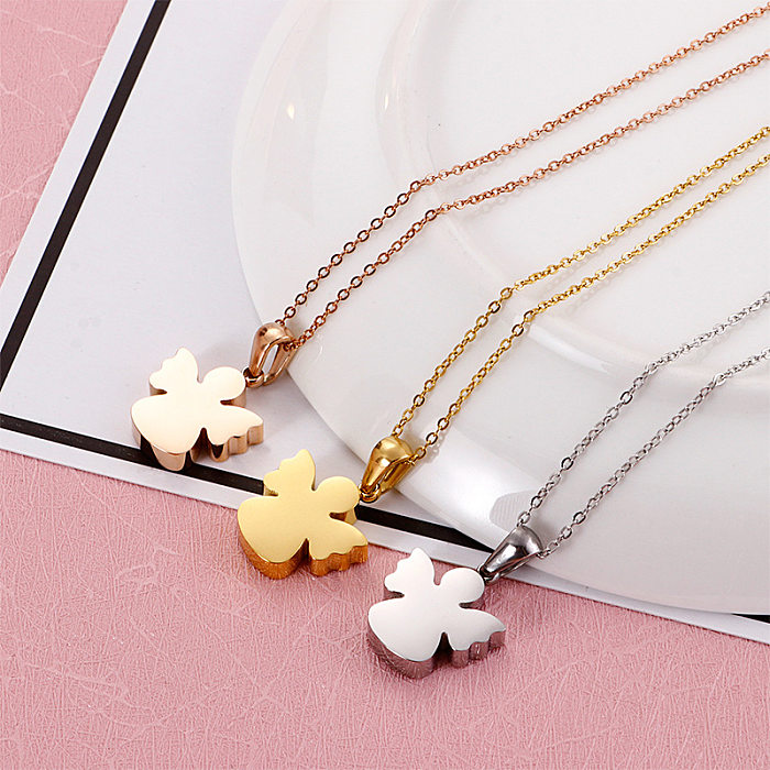 Cross-Border Sold Jewelry Wholesale Fashion Temperament Korean Necklace Angel Stainless Steel Necklace For Women Clavicle Chain Accessories Can Be Sent On Behalf