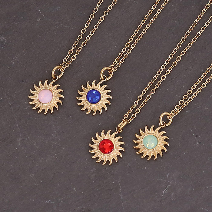 New Sun Flower Cross Pendant Female Fashion Simple Clavicle Chain Retro Necklace