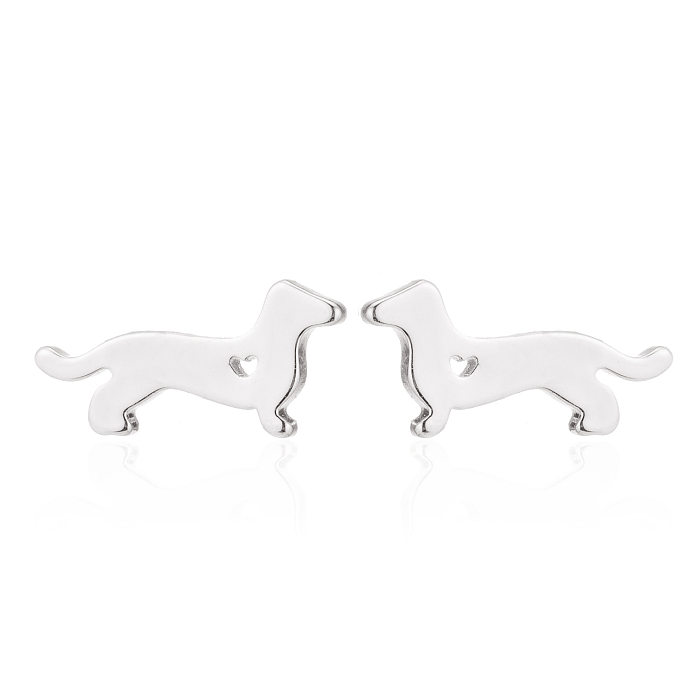 Fashion Dog Stainless Steel  Earrings Ear Studs Plating No Inlaid Stainless Steel  Earrings